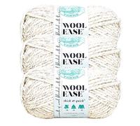 Lion Brand Yarn Wool-Ease dickes und schnelles Garn, weiches und sperriges Garn zum Stricken, Häkeln und Basteln, 3er-Pack, Weizen