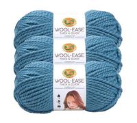 Lion Brand Yarn Wool-Ease dickes und schnelles Garn, weiches und sperriges Garn zum Stricken, Häkeln und Basteln, 3er-Pack, Air Force