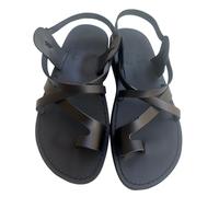 LION OF JUDAH MARKET Biblical Jesus Unisex-Erwachsene Echtes Leder Jesus Schwarz Braun Sandalen Beliebter Stil 6, Schwarz, 10 Women/8.5 Men