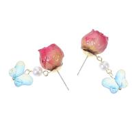LIOOBO 1 Paar Blumenohrringe Schmetterlingsohrringe Im Französischen Stil Für Frauen Einzigartiger Rosenschmuck Für Hochzeiten Karneval Und Saisonale Feiern