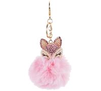 LIOOBO Fuchs Schlüsselanhänger Bohrer Strass Anhänger Pompon Dekoration Hängen Schlüsselbund Kristall Schlüsselanhänger für Brieftasche