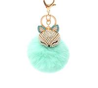 LIOOBO Fuchs Schlüsselanhänger Bohrer Strass Anhänger Pompon Dekoration Hängen Schlüsselbund Kristall Schlüsselanhänger für Brieftasche