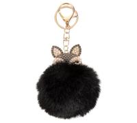 LIOOBO Schlüsselanhänger Plüsch Fuchs Schlüsselanhänger Bohrer Strass Anhänger Pompon Dekoration Hängen Schlüsselbund Kristall Schlüsselanhänger für Brieftasche Alpaka Schlüsselanhänger