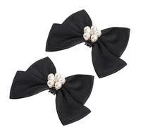 LIOOBO Schuhclips aus Stoff und Metall Schleifen Elegante für Damen Praktisch und Stilvoll mit Perlen Dekor Schwarz für Hochzeit und Festliche Anlässe