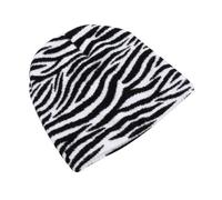 LIOOBO Warme Strickmütze Mit Zebra-muster Unisex Beanie Für Herbst Und Winter Weiche Kuschelige Warme Mütze Für Kalte Tage Modisches Schwarz-weißes Design