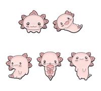 Lipfer 5-teiliges Axolotl-emaille-pins-Set, Rosa Axolotl-emaille-pins, Niedliche Cartoon-broschen, Charms, Sachen, Geschenk, Schmuck, Rucksack, Revers