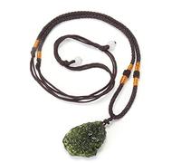 Lipfer Natürliche Moldavit -Halskette Grüne Aerolithe Kristallstein Anhänger Meditation Feng Shui Meteorit Anhänger Halskette