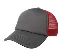 Lipodo 70er Rapper Mesh Cap Damen/Herren - Truckercap aus 100% Polyester - Basecap in Einheitsgröße (55-60 cm) - Grau-Rot