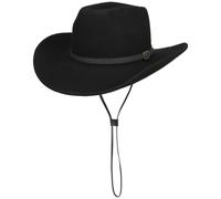 Lipodo Cascona Westernhut Filzhut Wollhut Ledergarnitur Made in Italy Unisex Herbst Winter schwarz L (58-59 cm)