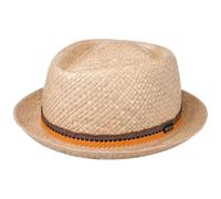 Lipodo Classic Diamond Crown Strohhut Porkpie Sonnenhut Made in Italy Damen und Herren Frühling Sommer Natur S (54-55 cm)