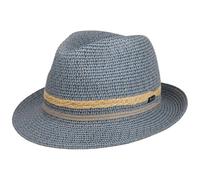 Lipodo Costanzo Bogart Strohhut Mehrfarbiger Hut mit Streifenmuster Leicht robust Made in Italy Herren Frühjahr Sommer blau S (54-55 cm)
