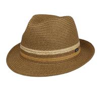 Lipodo Costanzo Bogart Strohhut Mehrfarbiger Hut mit Streifenmuster Leicht robust Made in Italy Herren Frühjahr Sommer braun L (58-59 cm)