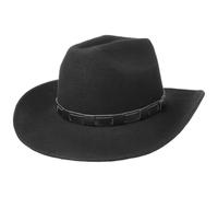 Lipodo Cowboyhut Damen/Herren - Westernhut aus Wollfilz - Filzhut mit Lederband - Wollhut Made in Italy - Hut Herbst/Winter - Wollfilzhut schwarz M (56-57 cm)