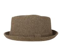 Lipodo Diamond Crown Herringbone Wollhut Pork Pie Fedora mit Innenfutter Stoffhut Damen Herren Sommer Winter braun-beige M (56-57 cm)