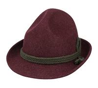 Lipodo Dreispitz Wollfilz Klassik Trachtenhut Herren Tirolerhut Made in Italy Alpenhut Wasserabweisend Oktoberfesthut Sommer Winter Bordeaux-Oliv 57 cm
