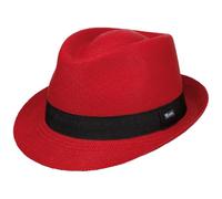 Lipodo Jaston Trilby Panamahut Made in Italy Damen und Herren Frühling Sommer rot S (54-55 cm)