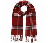 Lipodo Karo Cashmink Winterschal für Damen/Herren (30 x 180 cm) - Karoschal Made in Germany - Hautfreundlicher Fransenschal - Schal mit Fransen Herbst/Winter dunkelrot