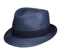 Lipodo Malaga Strohtrilby Damen Herren Kinder Made in Italy Strohhut Sommer blau XS (52-53 cm)