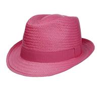 Lipodo Malaga Strohtrilby Damen Herren Kinder Made in Italy Strohhut Sommer Fuchsia M (56-57 cm)