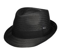 Lipodo Malaga Strohtrilby Damen Herren Kinder Made in Italy Strohhut Sommer schwarz L (58-59 cm)