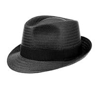 Lipodo Malaga Strohtrilby Damen Herren Kinder Made in Italy Strohhut Sommer schwarz XL (60-61 cm)