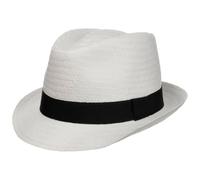 Lipodo Malaga Strohtrilby Damen Herren Kinder Made in Italy Strohhut Sommer weiß L (58-59 cm)