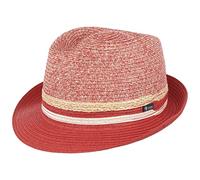 Lipodo Melanto Trilby Strohhut Klassische Form Streifenmuster Unisex Made in Italy Frühjahr Sommer rot-meliert S (54-55 cm)