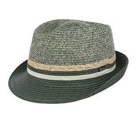 Lipodo Melanto Trilby Strohhut Klassische Form Streifenmuster Unisex Made in Italy Frühjahr Sommer Oliv-meliert S (54-55 cm)