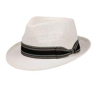 Lipodo Montreal Trilby Strohhut Unifarbener 100% Stroh Eleganter Hut Damen Herren Frühjahr Sommer weiß L (58-59 cm)