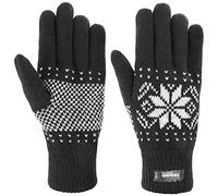 Lipodo Snowflake Thinsulate Handschuhe Strickhandschuhe Gefüttert Mit Weichem Fleecefutter Schneeflockenmuster Damen Herren Herbst Winter schwarz XL