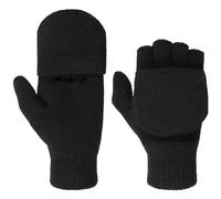 Lipodo Thinsulate Fingerless Handschuhe Damen/Herren - Unisex - Fingerlose Strickhandschuhe - Herbst/Winter- Waschbar - Fäustlinge Einfarbig - Winterhandschuhe schwarz 8 HS