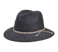 Lipodo Tiroler Berghut Damen/Herren - Trachtenhut auf Wollfilz mit Kordel - Wanderhut Made In Italy - Hut Herbst/Winter - Travellerhut anthrazit 57-58 cm