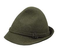 Lipodo Tiroler Jagdhut Herren Filzhut mit Ripsfutterband Wollfilzhut mit Zierschnalle Trachtenhut Sommer Winter Oliv 54 cm