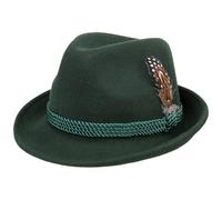 Lipodo Trachtenhut Trilby Wollfilz Fedora Tiroler Damen Herren Sommer Winter dunkelgrün 58 cm