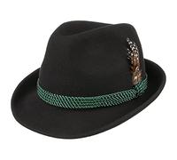 Lipodo Trachtenhut Trilby Wollfilz Fedora Tiroler Damen Herren Sommer Winter schwarz 57 cm