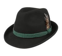 Lipodo Trachtenhut Trilby Wollfilz Fedora Tiroler Damen Herren Sommer Winter schwarz 58 cm