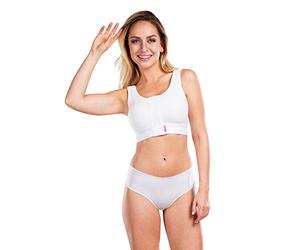 LIPOELASTIC® Brapi Super Variante - Nahtlose Baumwoll-Körbchen, vorne verstellbarer Haken- und Ösenverschluss, vollständig zu öffnende, verstellbare Träger, Schwarz , L