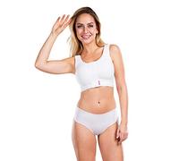 LIPOELASTIC® Brapi Super Variante - Nahtlose Baumwoll-Körbchen, vorne verstellbarer Haken- und Ösenverschluss, vollständig zu öffnende, verstellbare Träger, weiß, M