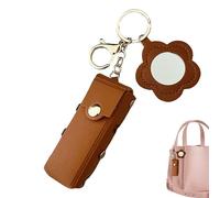 Lippenstift-Tasche - Mini-Schlüsselanhänger, tragbar, 6 Zoll (15,2 cm) | Kosmetikspiegel mit aus Leder in der Zentraleinheit, 30 g, Organizer für die Aufbewahrung von Kosmetika auf Reisen für