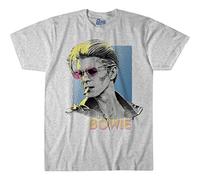 Liquid Blue Unisex-Erwachsene David Bowie Sketch T-Shirt, grau meliert, X-Large