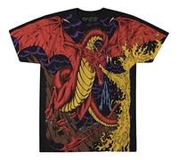 Liquid Blue Unisex-Erwachsene Dragon Vintage All Over Print Short Sleeve T-Shirt, schwarz, X-Large
