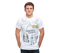 Liquid Blue Unisex-Erwachsene Floyd Sketch T-Shirt, Weiss/opulenter Garten, Klein