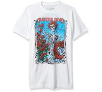 Liquid Blue Unisex-Erwachsene Grateful Dead Bertha Wheel and Roses Kurzarm T-Shirt, Weiß, Klein