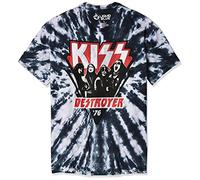Liquid Blue Unisex Kiss Destroyer 1976 Tie Dye Short Sleeve T-Shirt, Mehrfarbige Batikfärbung, L