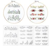 LIQWEI 3 Blatt Stickvorlagen Wasserlöslich, Stickvlies Wasserlöslich Mit Blumenmustern Wasserlöslicher Stabilisator Selbstklebend Stickaufkleber Wasserlösliches Stickvlies Stickerei