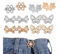 LIQWEI 8 Sets Knöpfe Hosen Enger Machen Clip, 4 Stile Metall Hosenbund Schmetterlings Verstellbarer Taillenknopf Hosenknöpfe ohne Nähen Jeansknöpfe für Frauen Jeans Hosen Rock