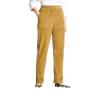 LIROMA Cordhose Für Damen Vintage Gelb Elastisch Hohe Taille Baumwolle Weites Bein Haremshose Herbst Und Winter Lockere Palazzo Hose Hose Mit Geradem Bein Hose Mit Taschen M
