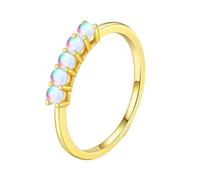 Lirzxin 14K 585 Gold Ring Damen, Frauen Ring Verlobung Elegante Rund Mondstein Eheringe Hochzeitsringe Trauringe Partnerringe Gelbgold Gr. 53 (16.9)