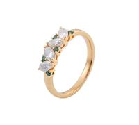 Lirzxin 18K Goldring Damen 750 Echtgold, Eheringe Hochzeitsringe Trauringe Reihe mit Marquise Moissanit und Rund Labor Erstellt Smaragd Verlobung Ringe Frauen Gelbgold Größe 53 (16.9)