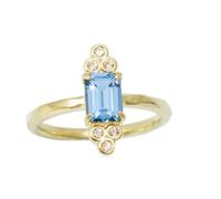 Lirzxin 9K 375 Gold Ring Damen, Partnerringe Frauen Vintage Rechteckig Topas und Rund Moissanit Verlobung Hochzeit Ringe Gelbgold Gr. 47 (15.0)